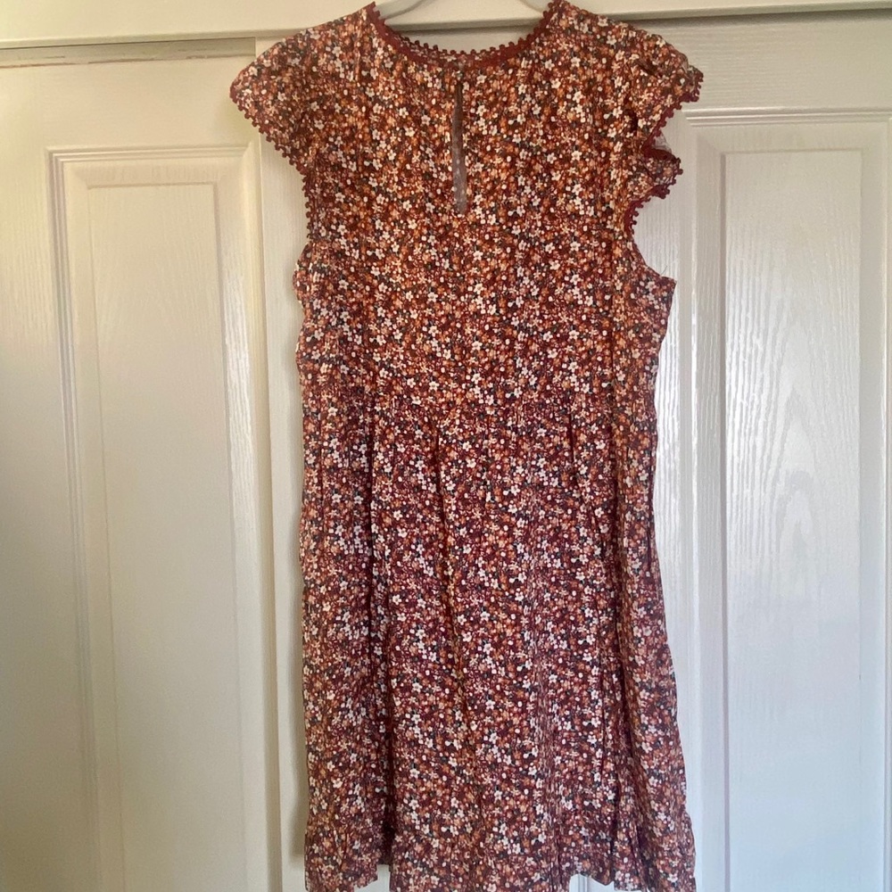 Super Cute! Wild Fable Floral Dress in Reddish Brown and White - Picture 3 of 4